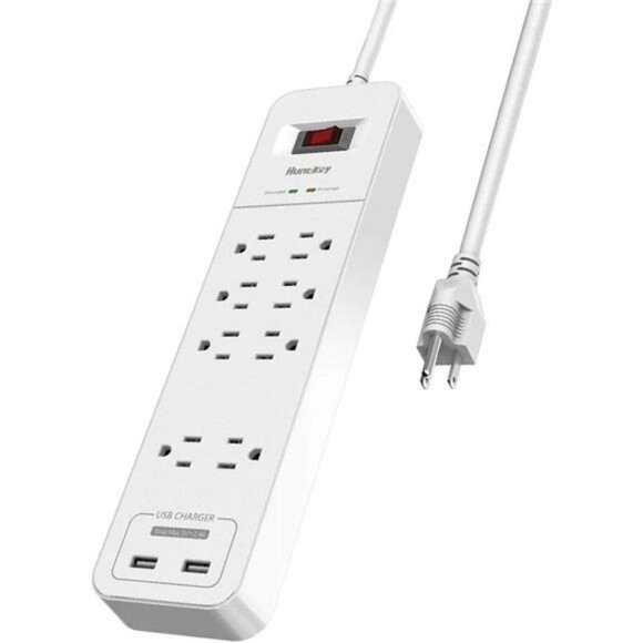 8 Outlets Power Strip Surge Protector, 2 USB Ports Powerstrip 6-Foot - Picture 5 of 7